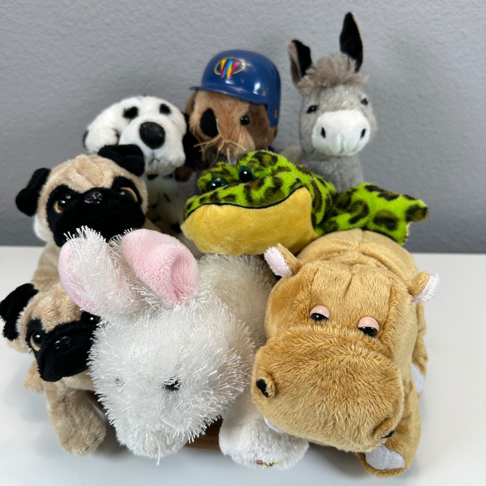 Ganz Webkinz Plush Lot Dalmatian Sea Otter Baseball Donkey Hippo Frog Bunny Pugs
